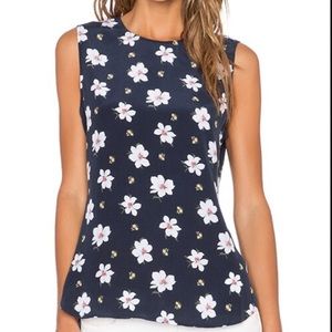 Equipment Cactus Floral Lyle Tank In Peacoat Size S